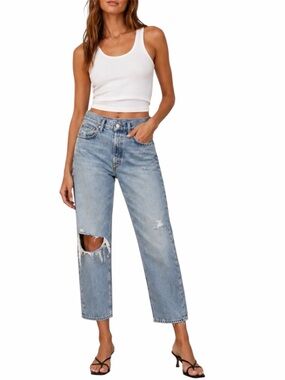 AGOLDE Riley Crop Distressed Relaxed Boyfriend Jeans Light Rinse Size 25